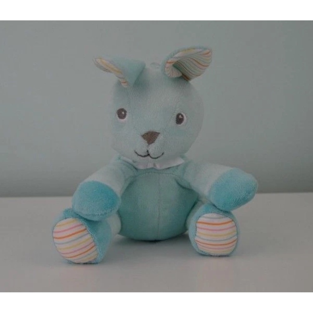 Magic Years Blue Bunny Rabbit Plush Stuffed Animal Toy Lovey Stripes White
